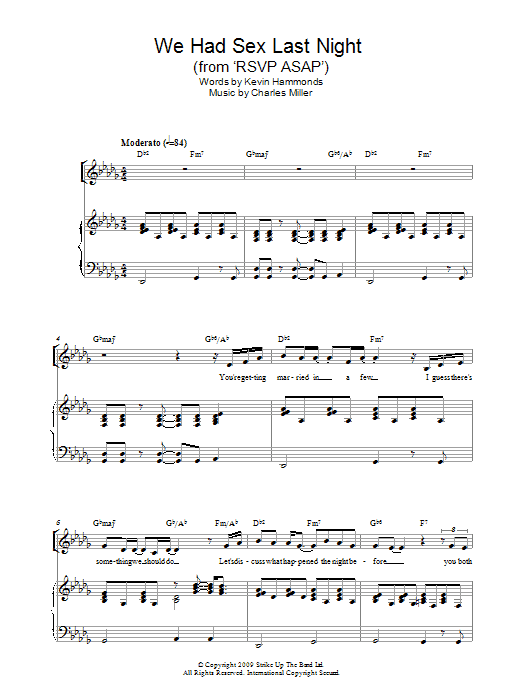 Charles Miller & Kevin Hammonds We Had Sex Last Night (from RSVP ASAP) Sheet Music