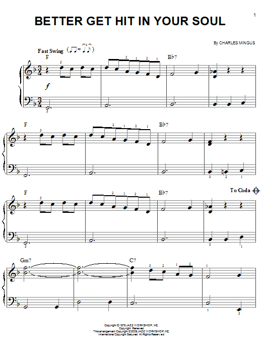 Charles Mingus Better Get Hit In Your Soul Sheet Music