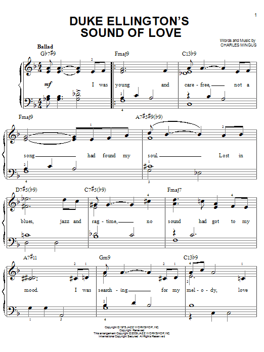 Charles Mingus Duke Ellington's Sound Of Love Sheet Music