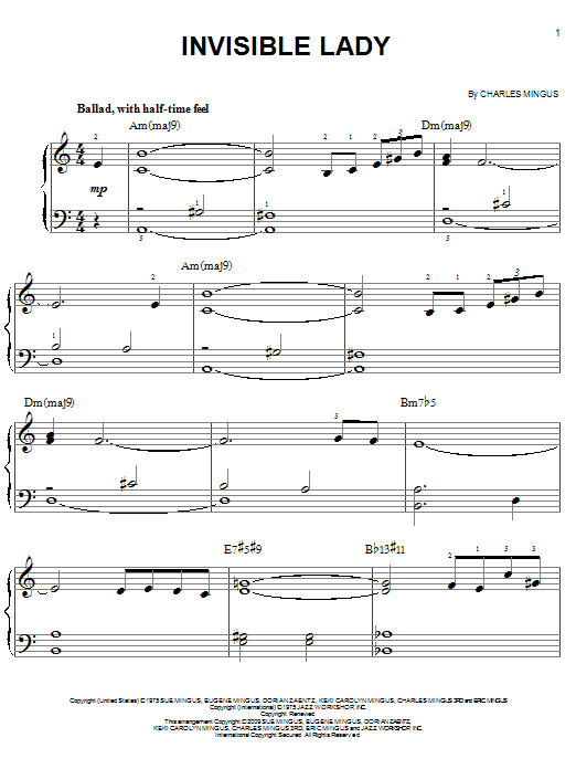 Charles Mingus Invisible Lady Sheet Music