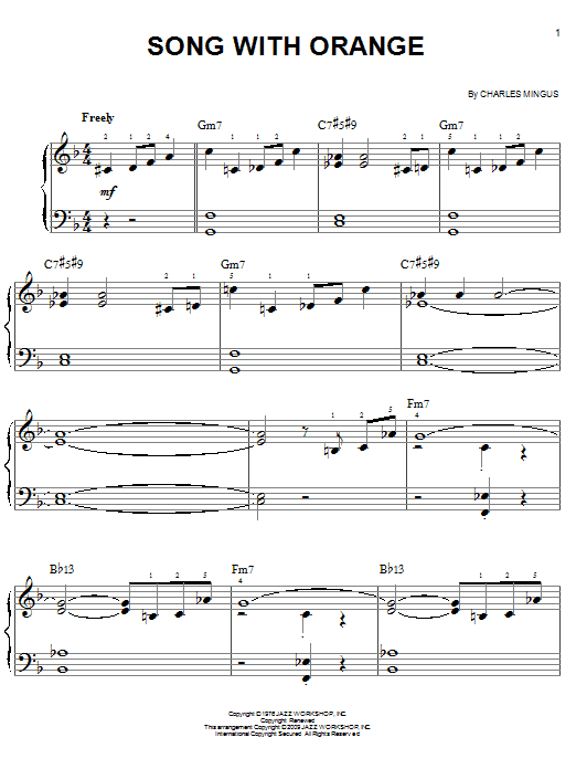 Charles Mingus Song With Orange Sheet Music