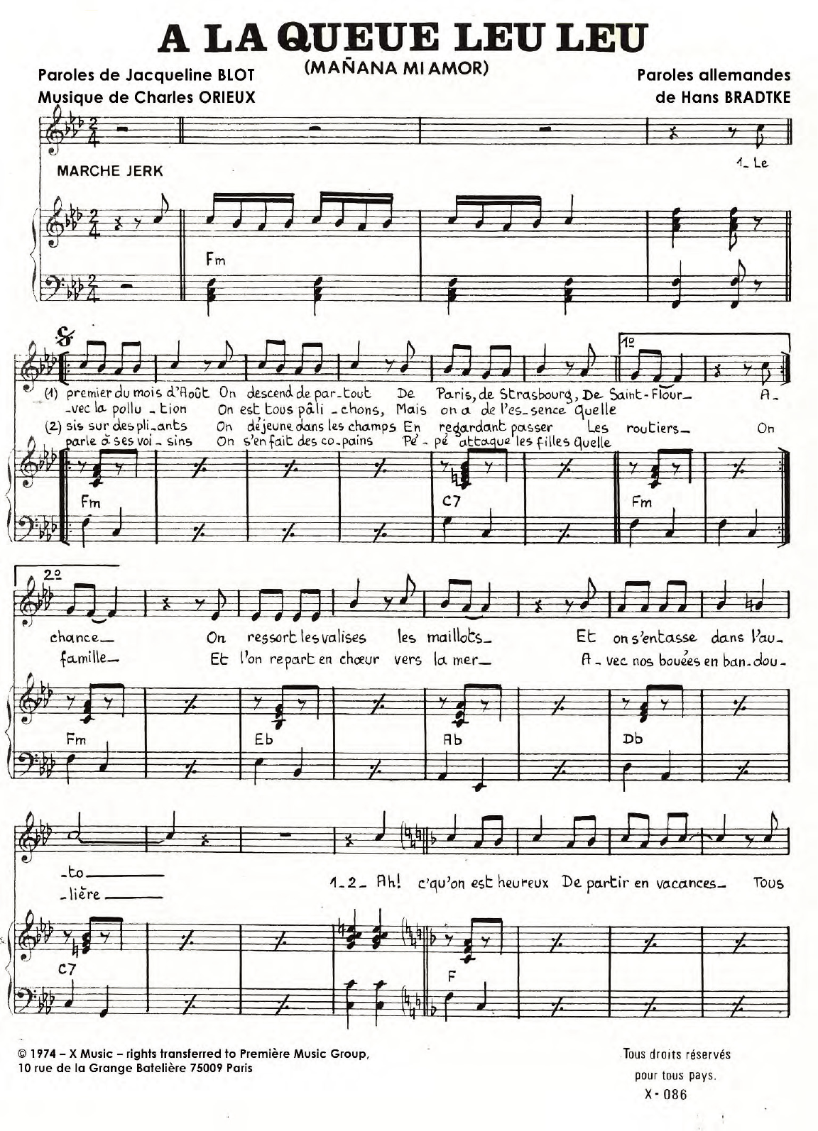 Charles Orieux A La Queue Leu Leu Sheet Music