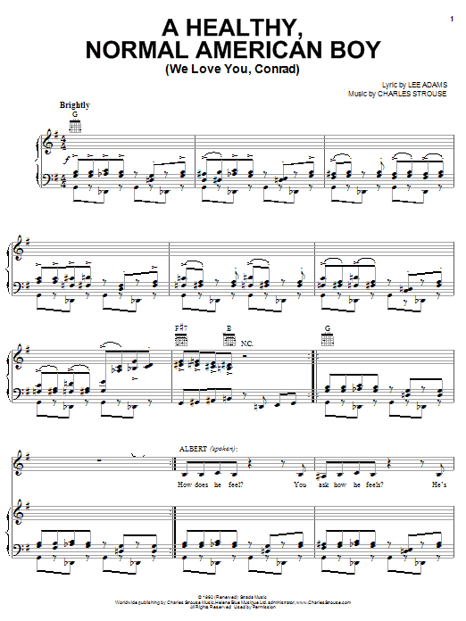 Charles Strouse A Healthy, Normal American Boy (We Love You, Conrad) Sheet Music