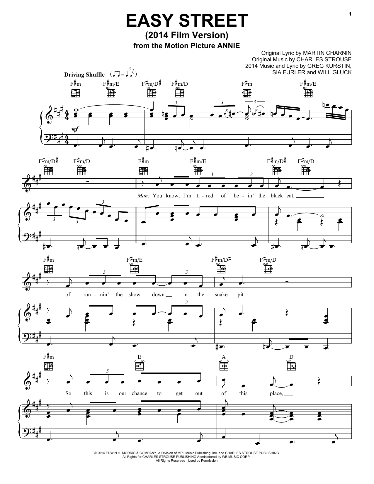 Charles Strouse Easy Street (2014 Film Version) Sheet Music