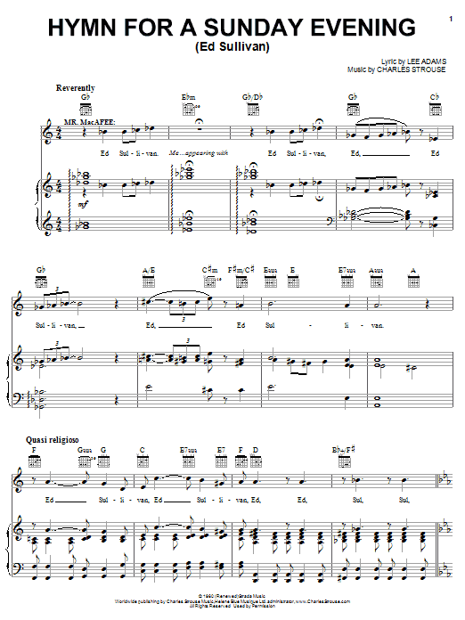 Charles Strouse Hymn For A Sunday Evening (Ed Sullivan) Sheet Music