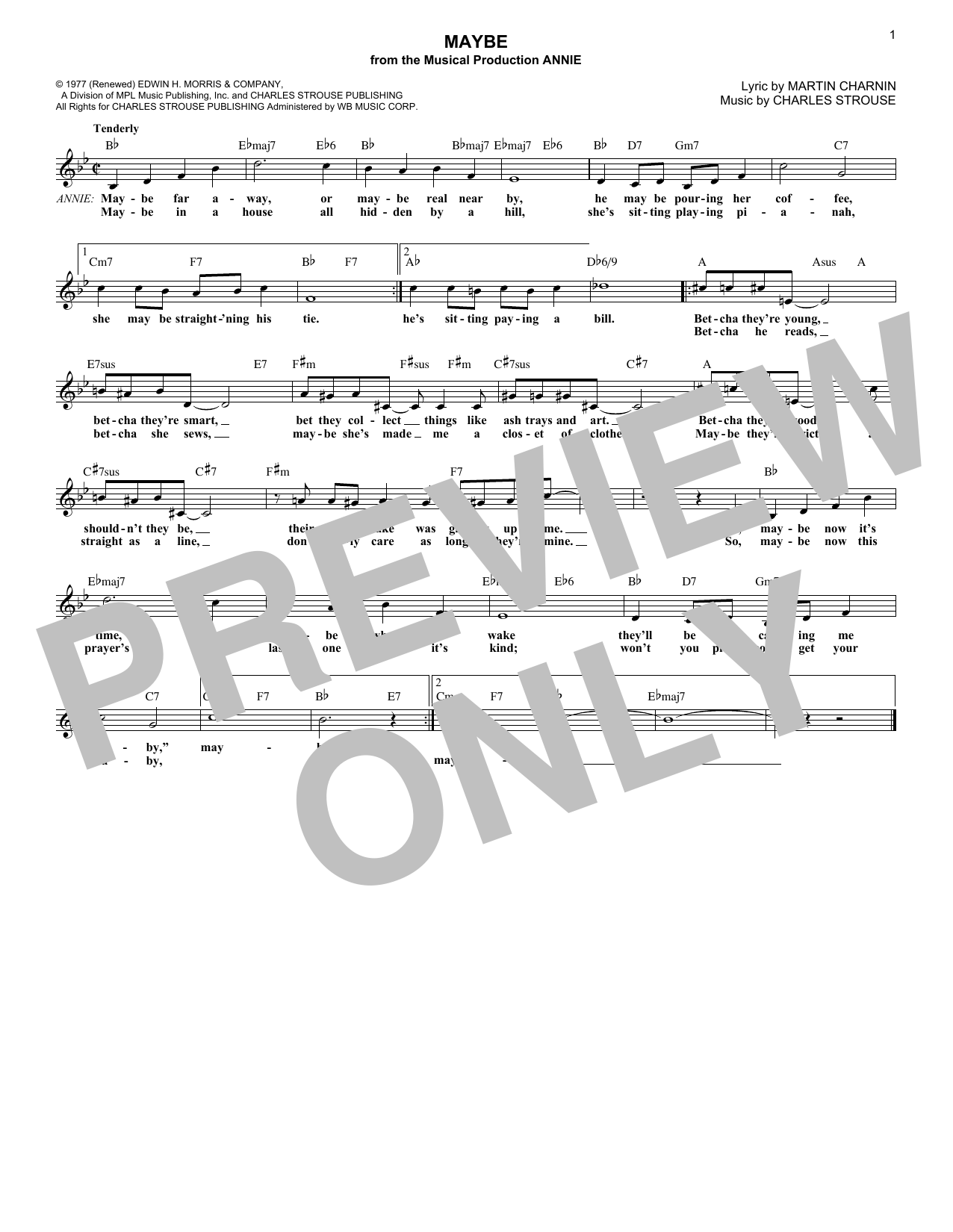 Charles Strouse Maybe (from Annie) Sheet Music