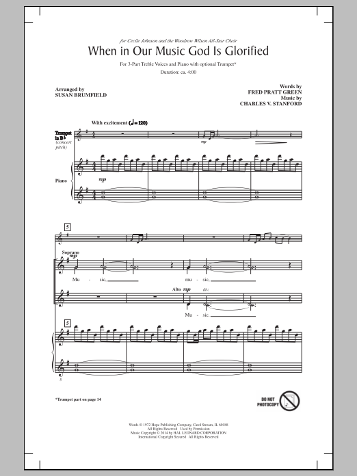 Charles Villiers Stanford When In Our Music God Is Glorified (arr. Susan Brumfield) Sheet Music