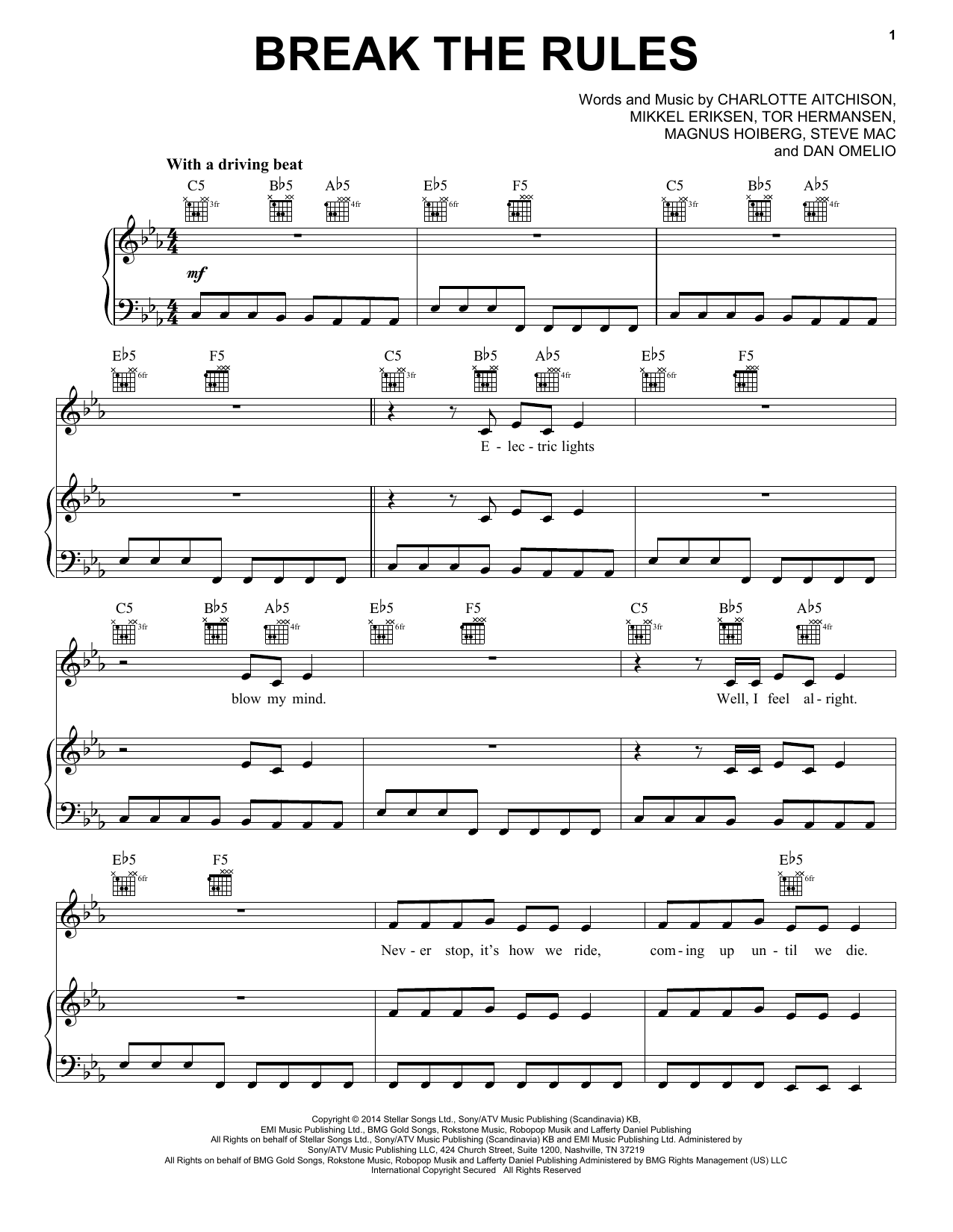 Charli XCX Break The Rules Sheet Music