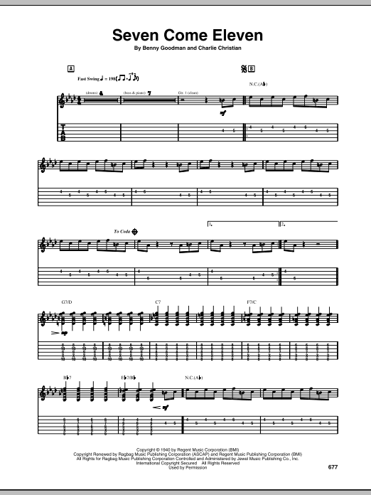 Charlie Christian Seven Come Eleven Sheet Music