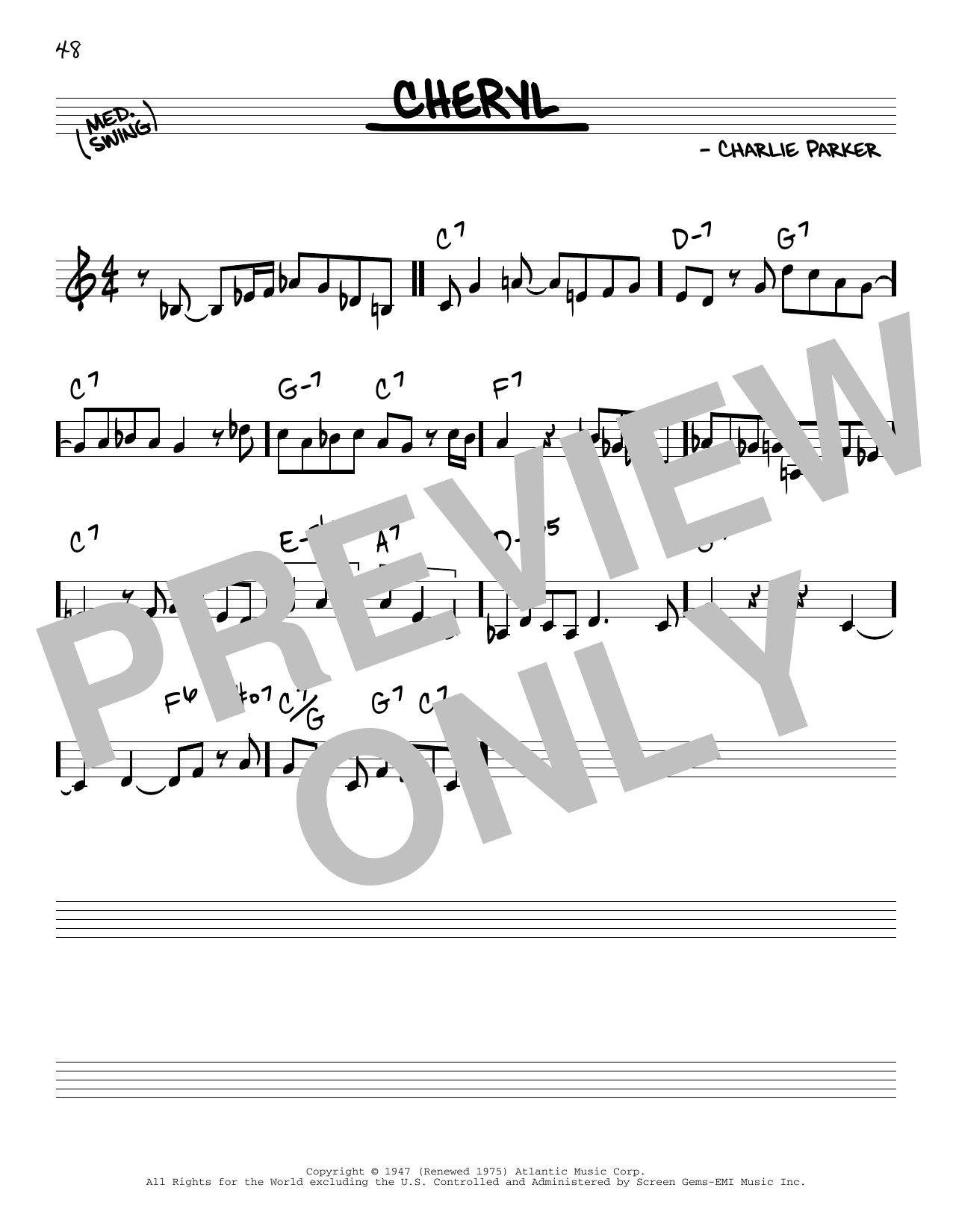 Charlie Parker Cheryl Sheet Music