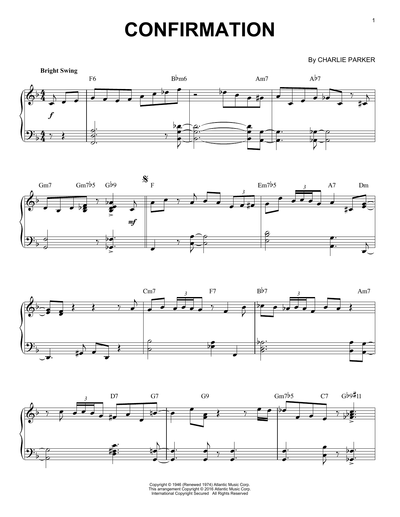 Charlie Parker Confirmation (arr. Brent Edstrom) Sheet Music