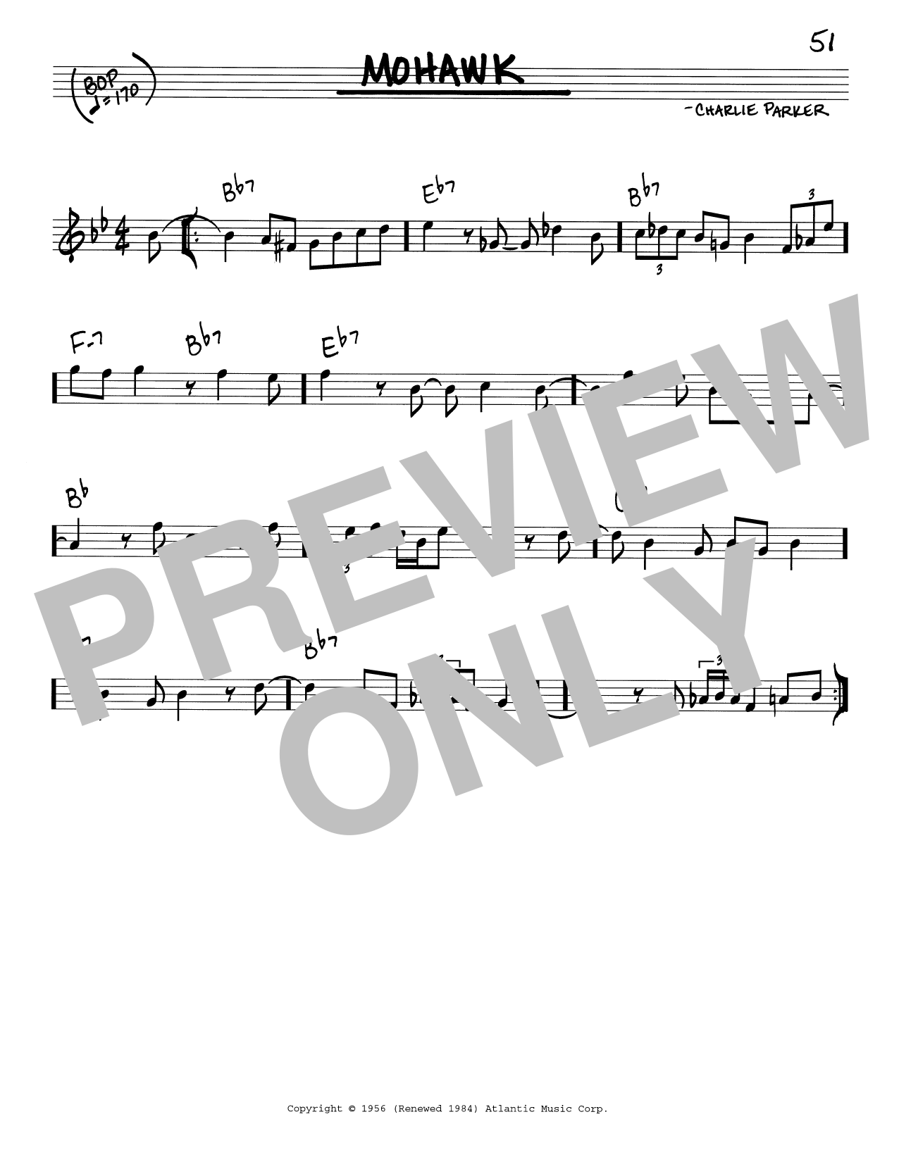 Charlie Parker Mohawk Sheet Music