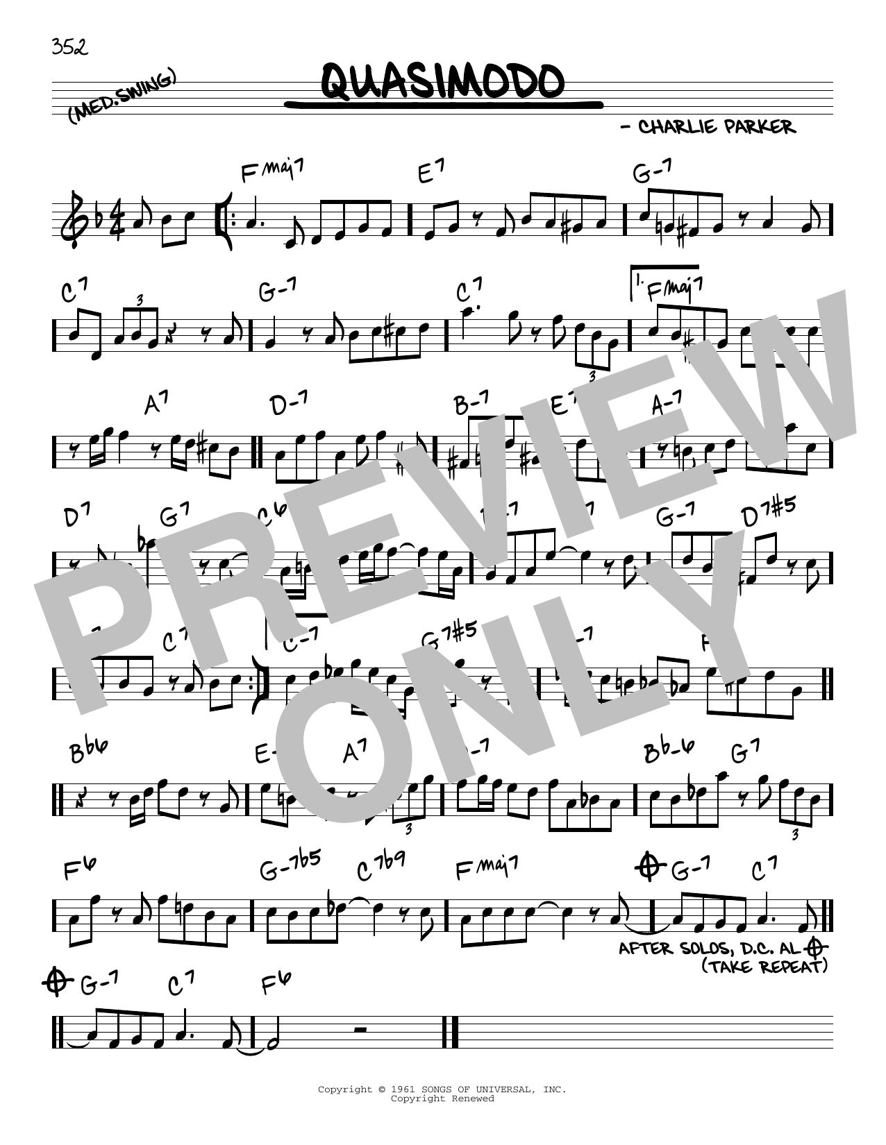 Charlie Parker Quasimodo Sheet Music