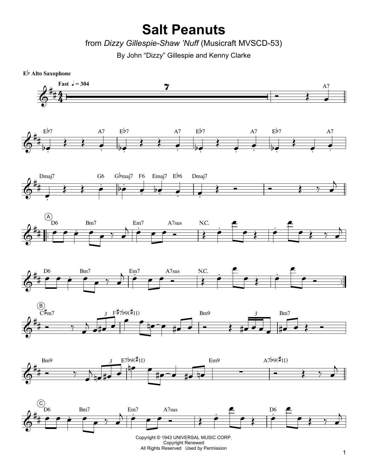 Charlie Parker Salt Peanuts Sheet Music