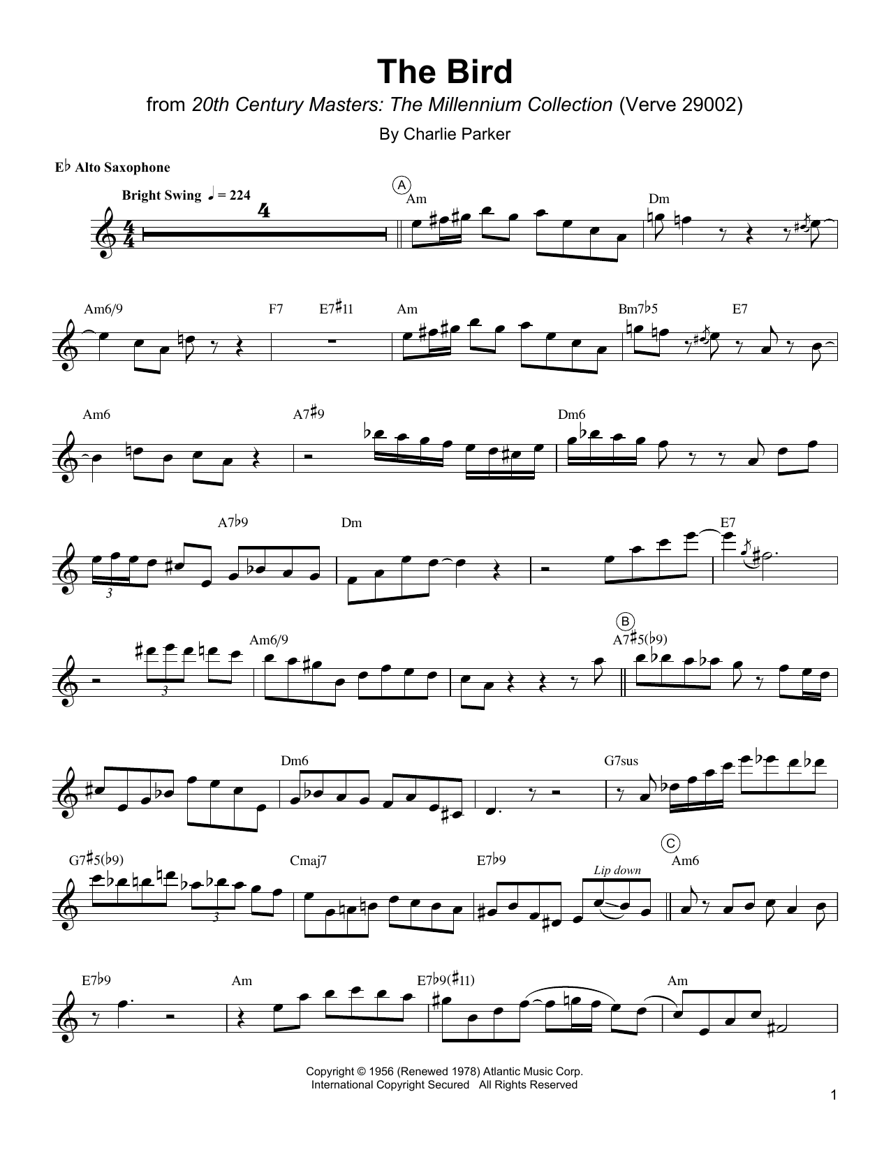 Charlie Parker The Bird Sheet Music