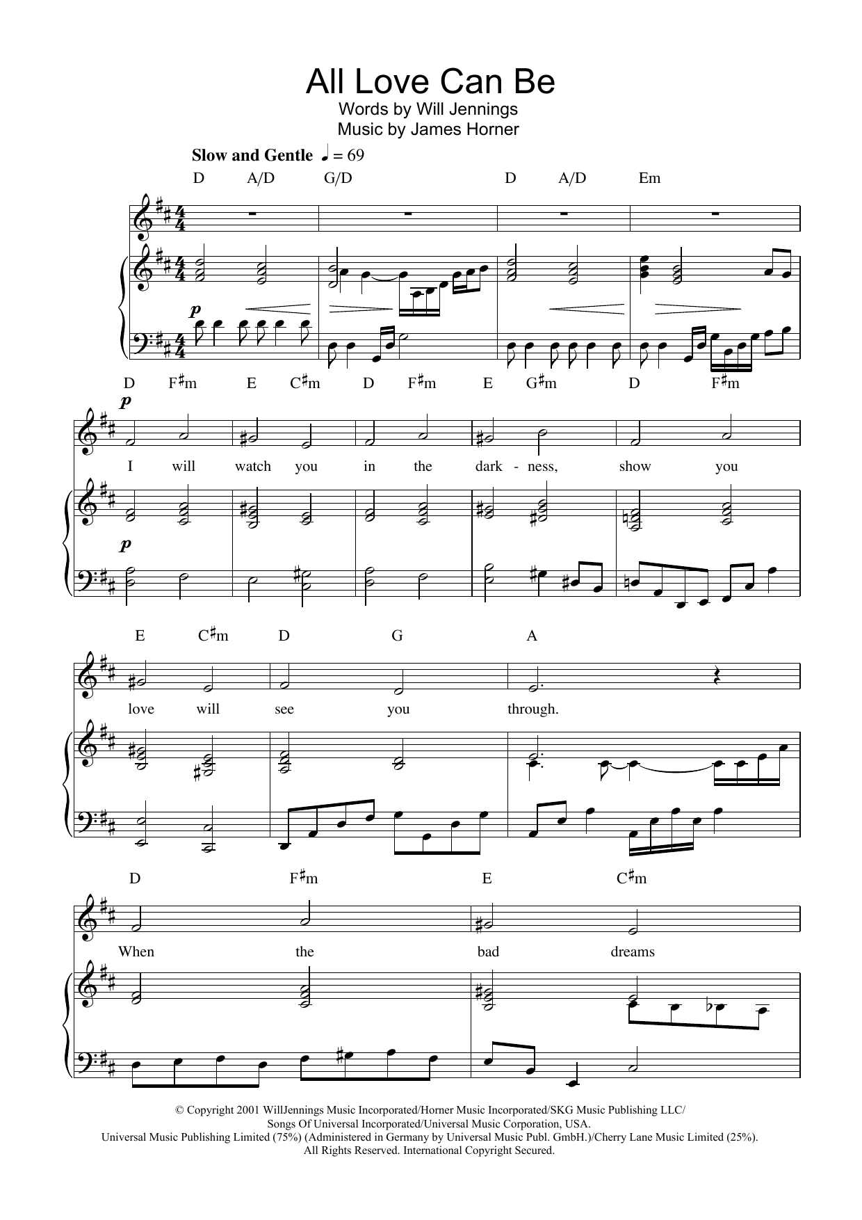 Charlotte Church All Love Can Be (from A Beautiful Mind) Sheet Music