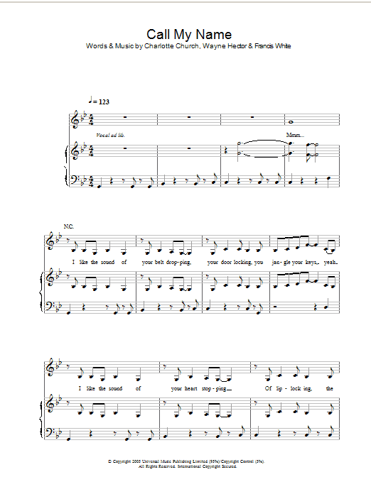 Charlotte Church Call My Name Sheet Music