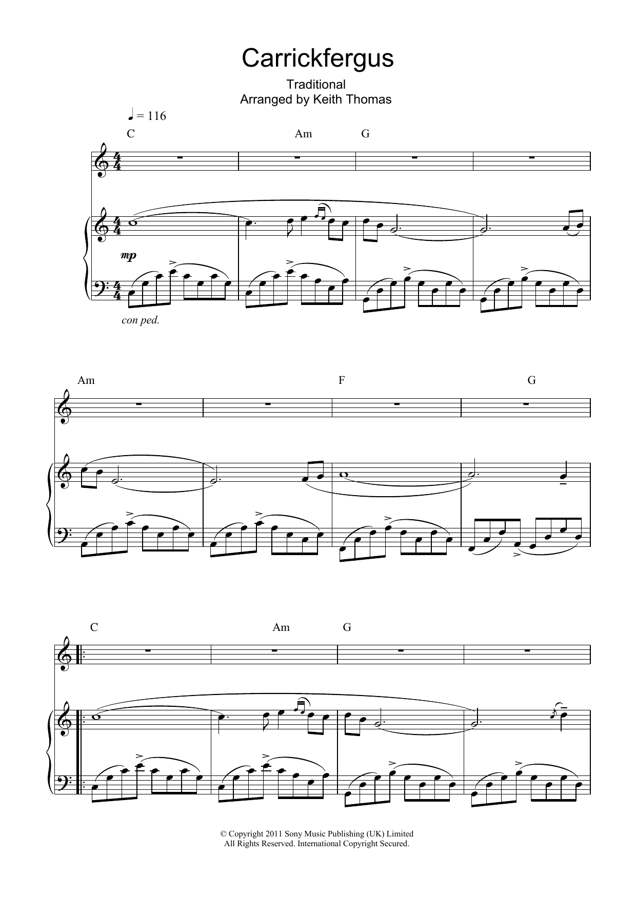 Charlotte Church Carrickfergus Sheet Music