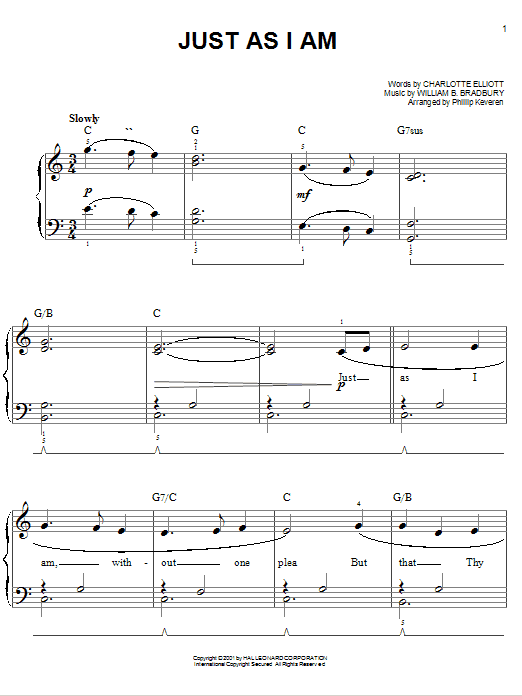Charlotte Elliott Just As I Am (arr. Phillip Keveren) Sheet Music