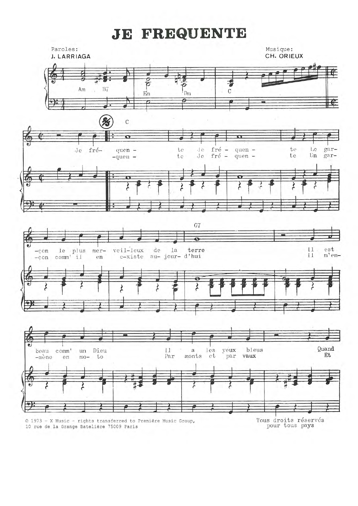Charlotte Julian Je Frequente Sheet Music