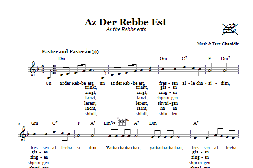 Chasidic Az Der Rebbe Est (As The Rebbe Eats) Sheet Music