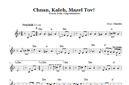 Chasidic Chusn, Kaleh, Mazal Tov! (Groom, Bride: Congratulations!) Sheet Music