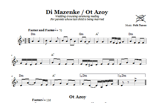 Chasidic Di Mazinke/Ot Azoy (Wedding Crowning Ceremony Medley) Sheet Music
