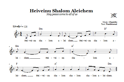 Chasidic Heiveinu Shalom Aleichem (May Peace Come To All Of You) Sheet Music