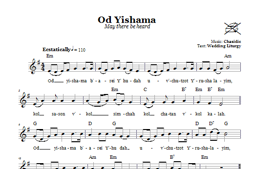 Chasidic Od Yishama (May There Be Heard Again) Sheet Music