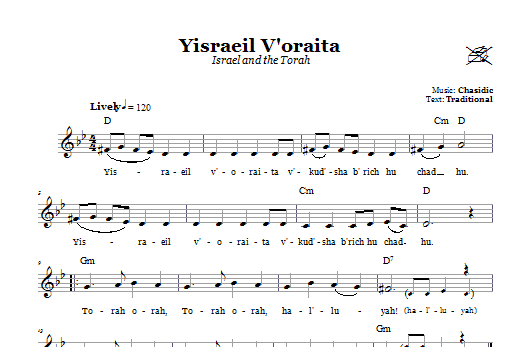 Chasidic Yisraeil V'oraita (Israel and the Torah) Sheet Music