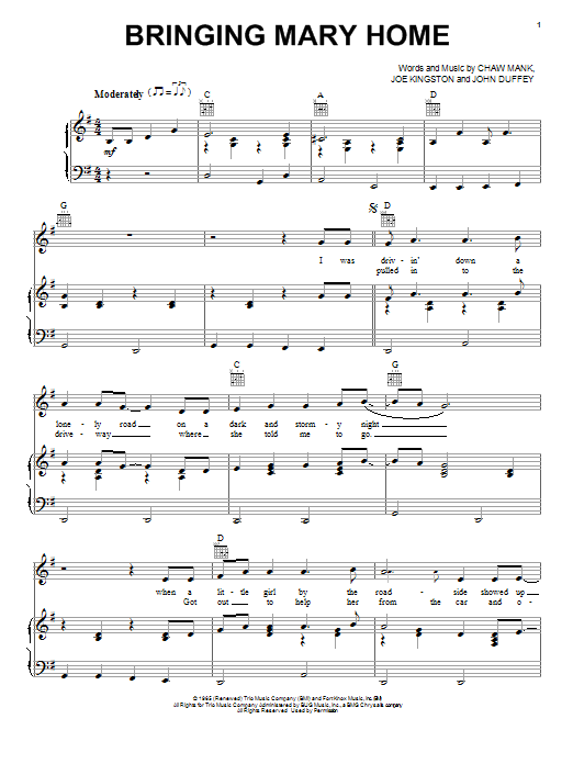 Chaw Mank Bringing Mary Home Sheet Music