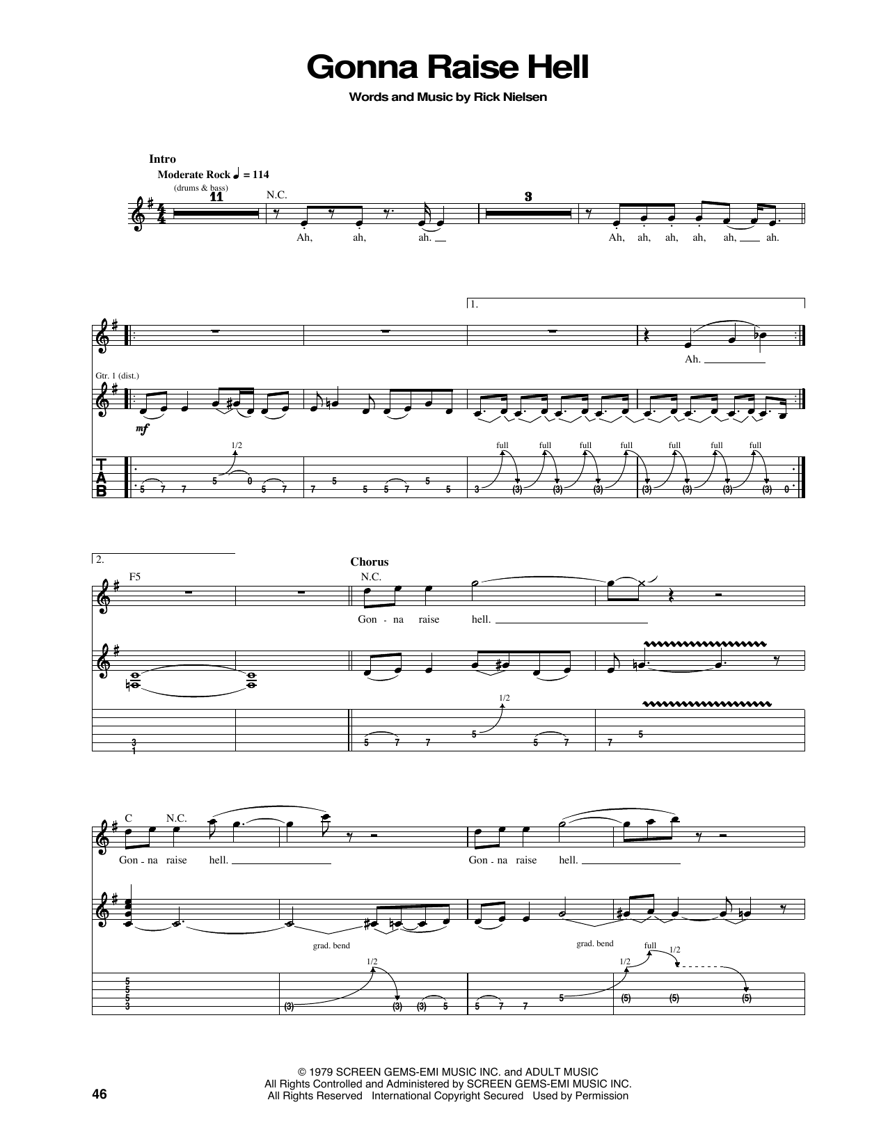 Cheap Trick Gonna Raise Hell Sheet Music