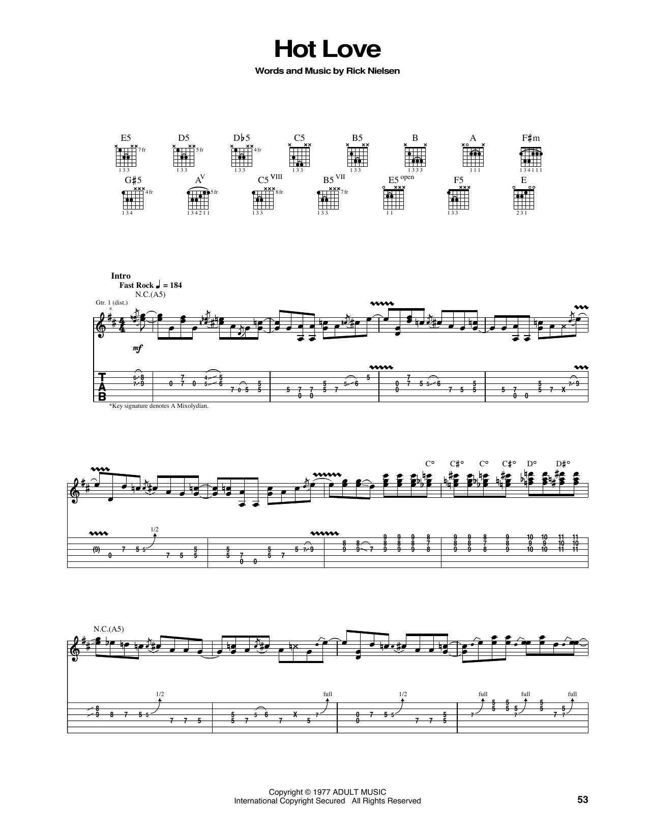 Cheap Trick Hot Love Sheet Music