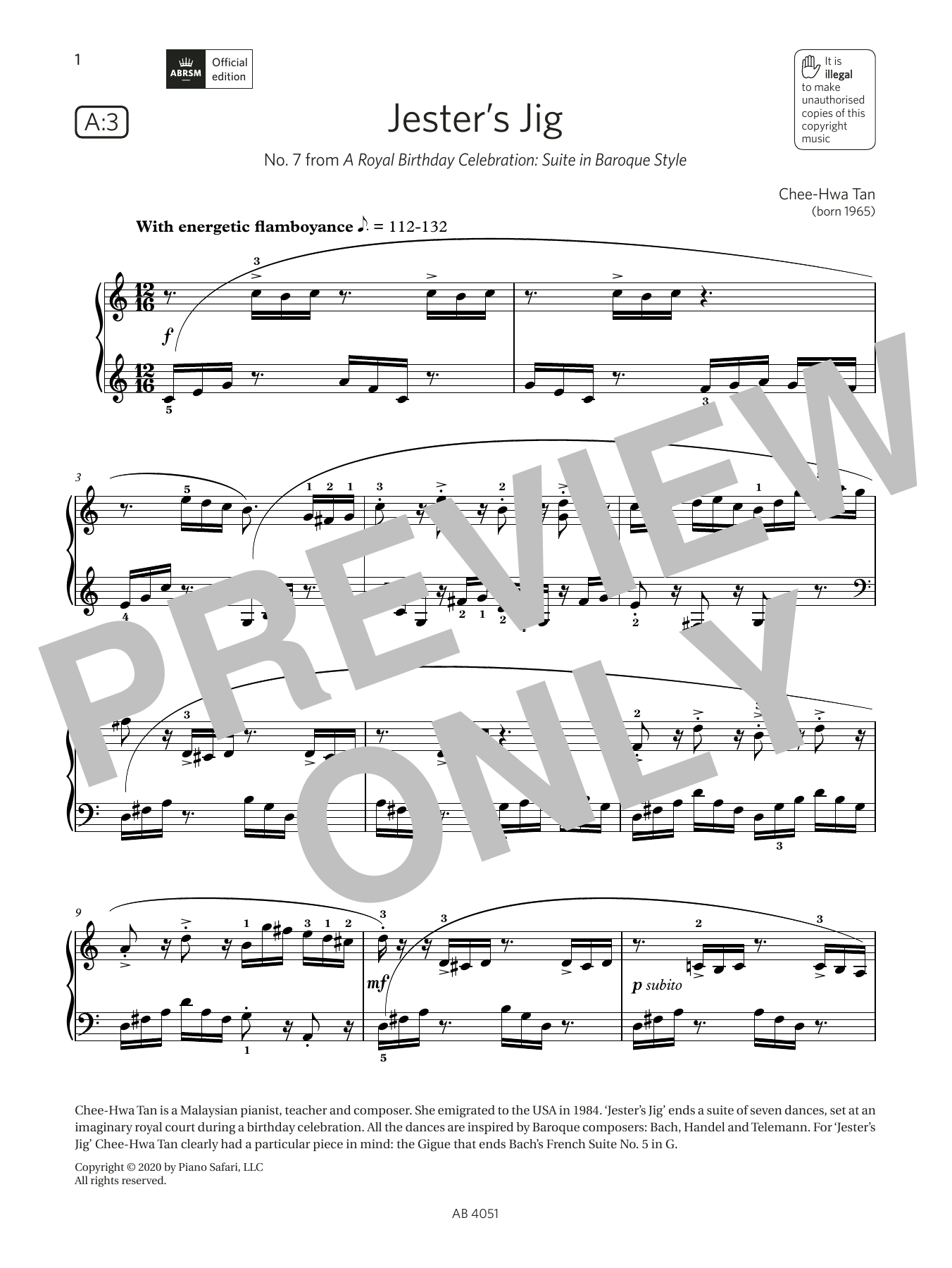 Chee-Hwa Tan Jester's Jig (Grade 5, list A3, from the ABRSM Piano Syllabus 2023 & 2024) Sheet Music