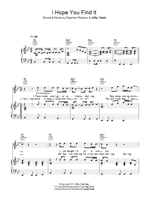Cher I Hope You Find It Sheet Music