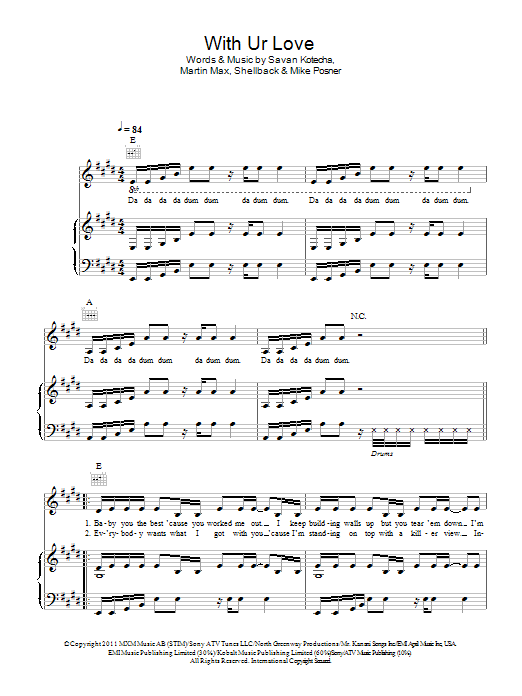 Cher Lloyd With Ur Love Sheet Music