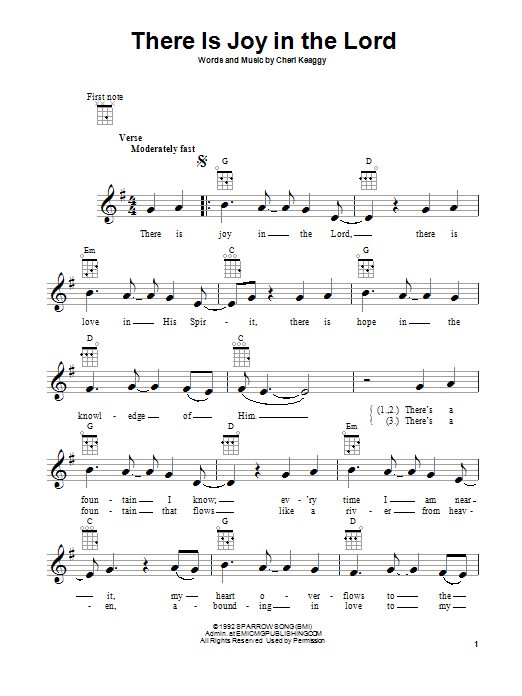 Cheri Keaggy There Is Joy In The Lord Sheet Music