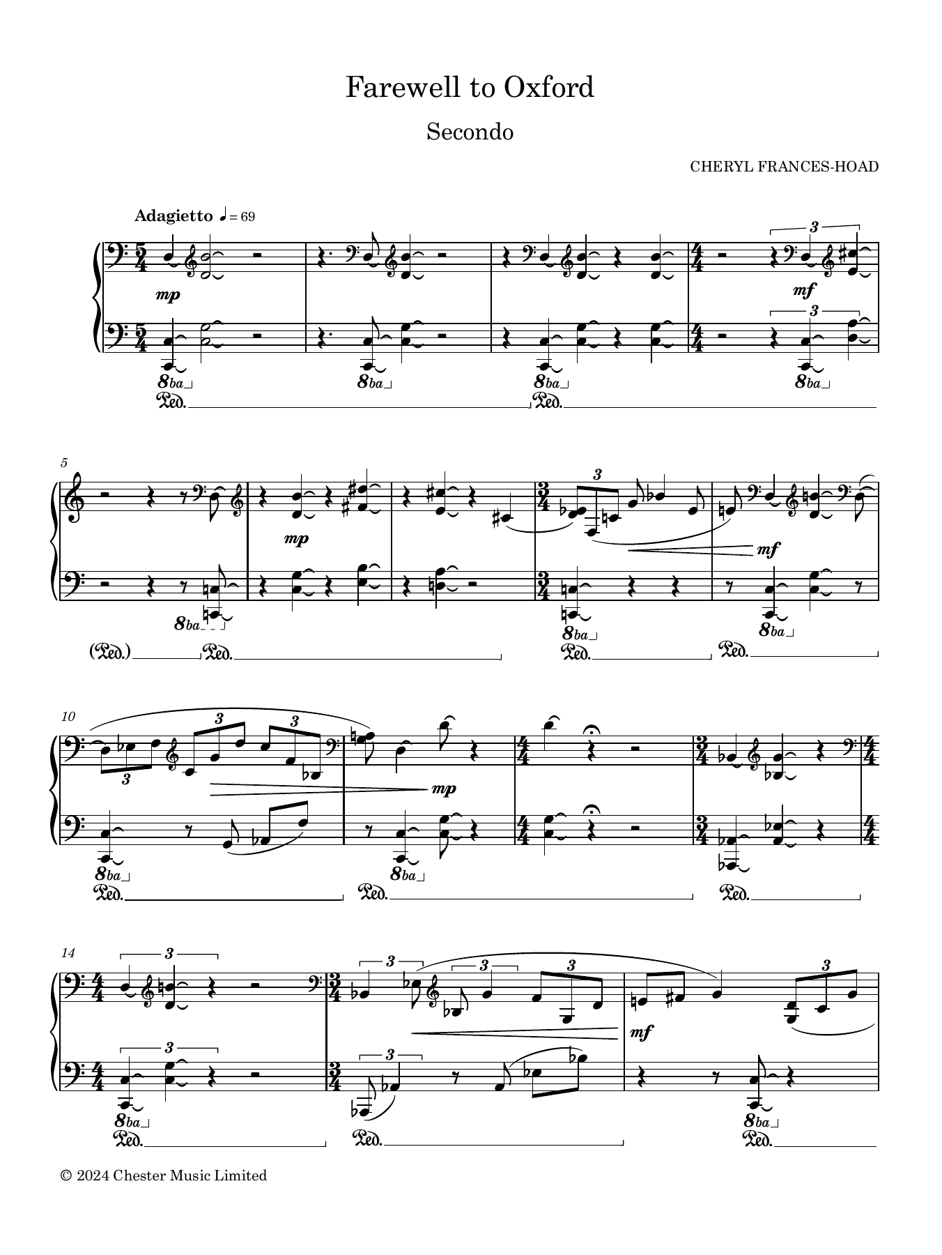 Cheryl Frances-Hoad Farewell to Oxford Sheet Music