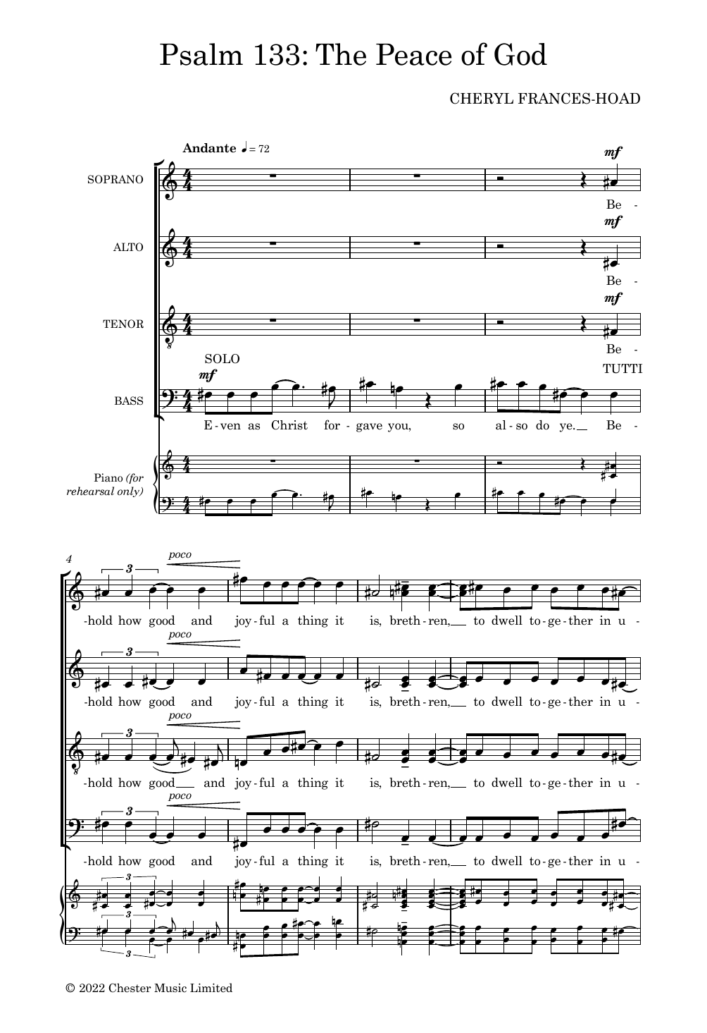 Cheryl Frances-Hoad Psalm 133 Sheet Music