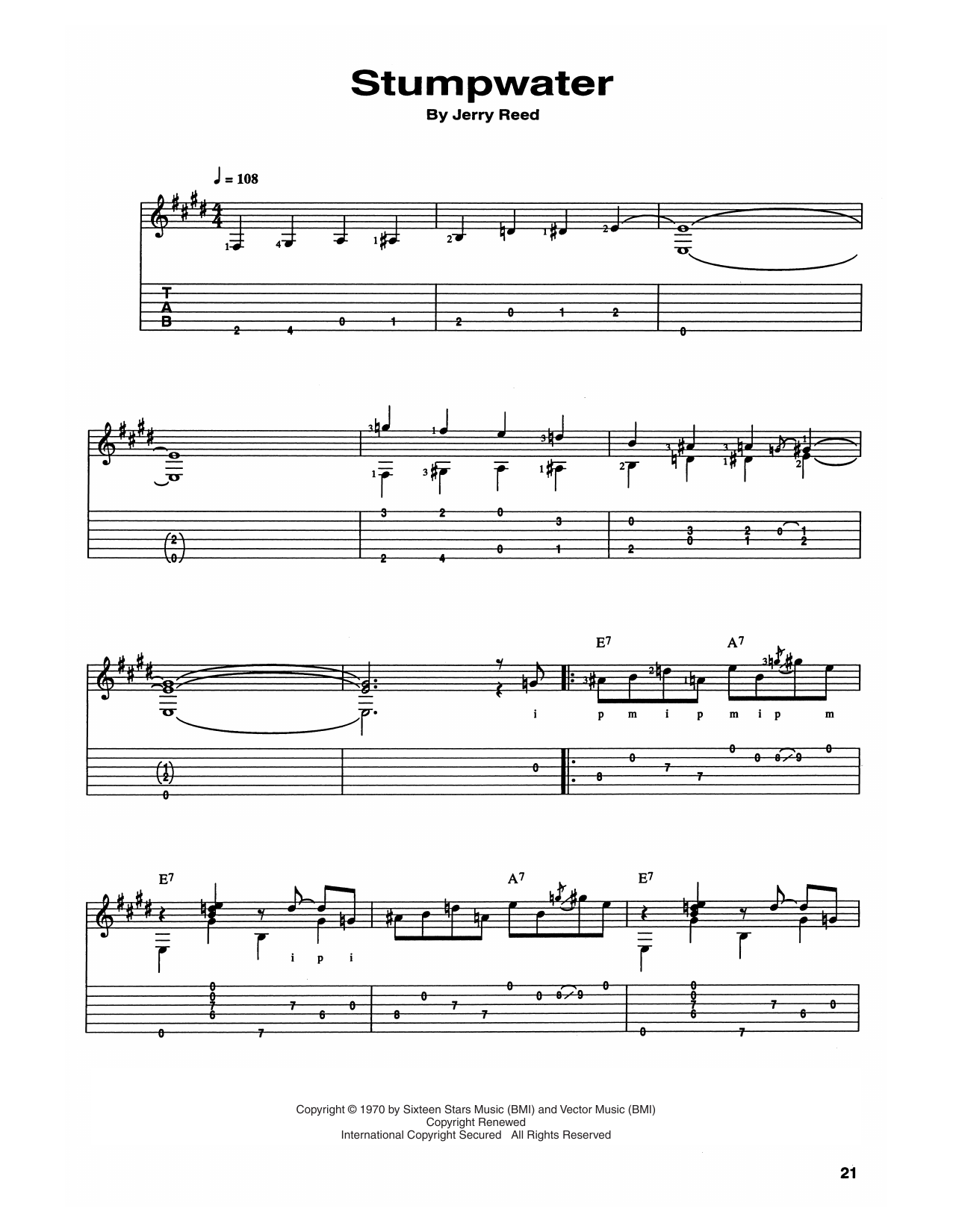 Chet Atkins and Jerry Reed Stump Water Sheet Music