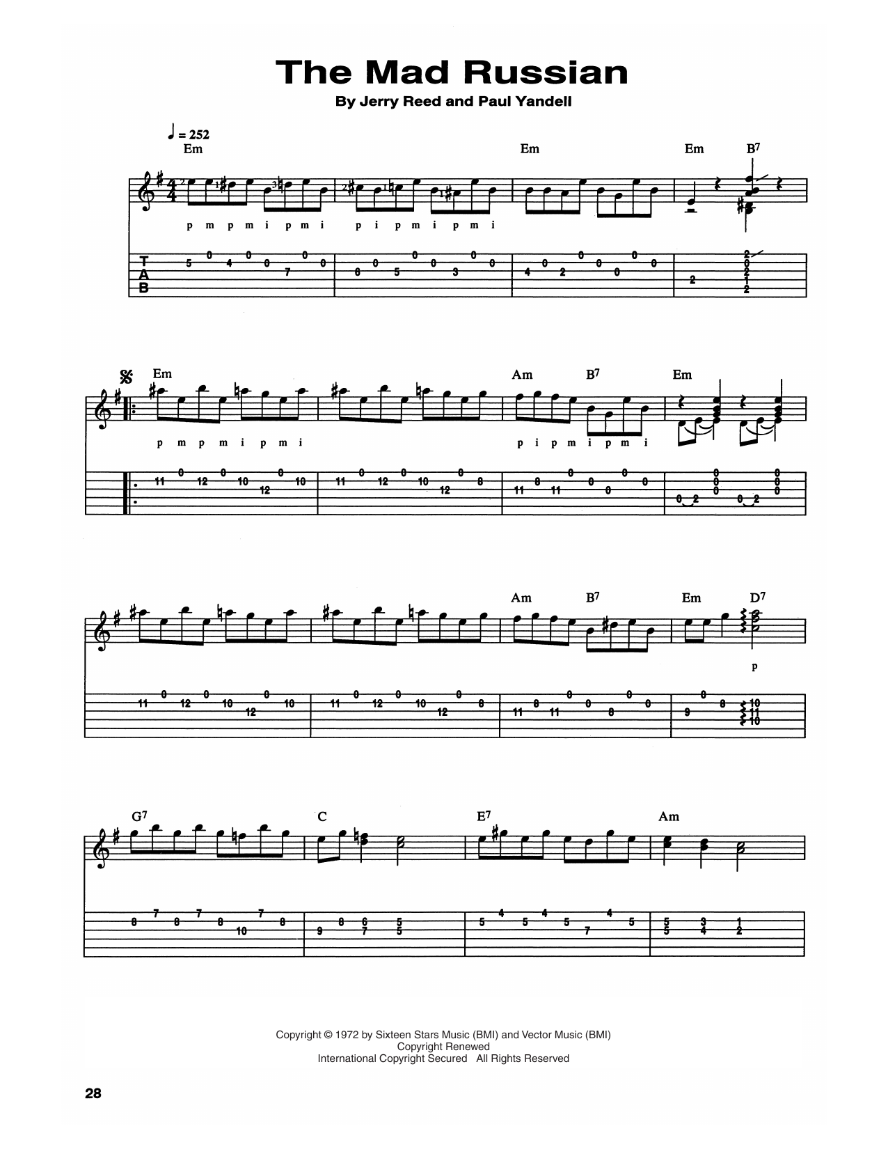 Chet Atkins and Jerry Reed The Mad Russian Sheet Music