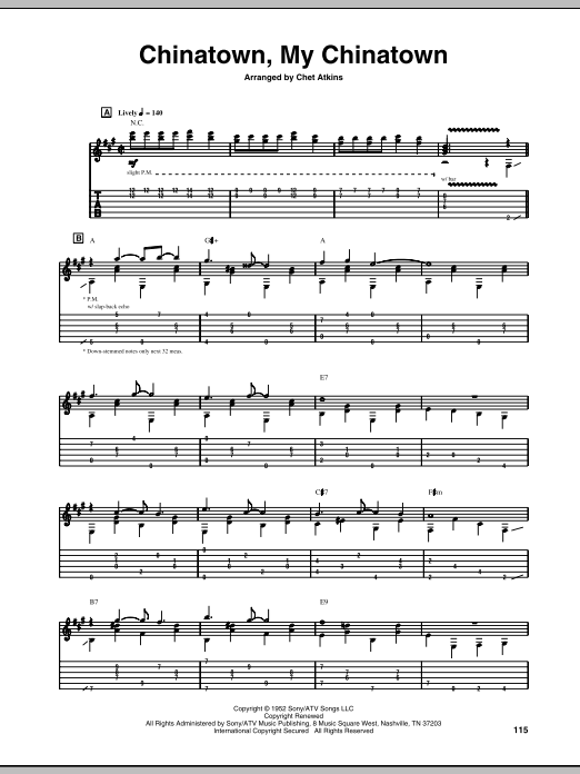 Chet Atkins Chinatown, My Chinatown Sheet Music