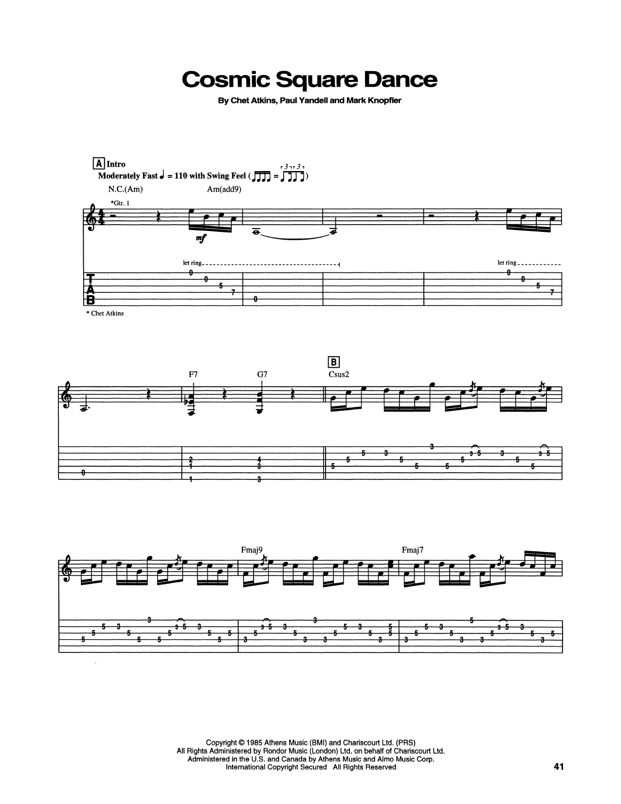 Chet Atkins Cosmic Square Dance Sheet Music