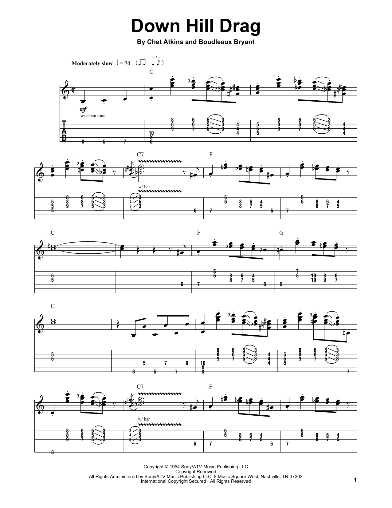 Chet Atkins Down Hill Drag Sheet Music