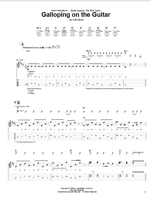 Chet Atkins Galloping On The Guitar Sheet Music