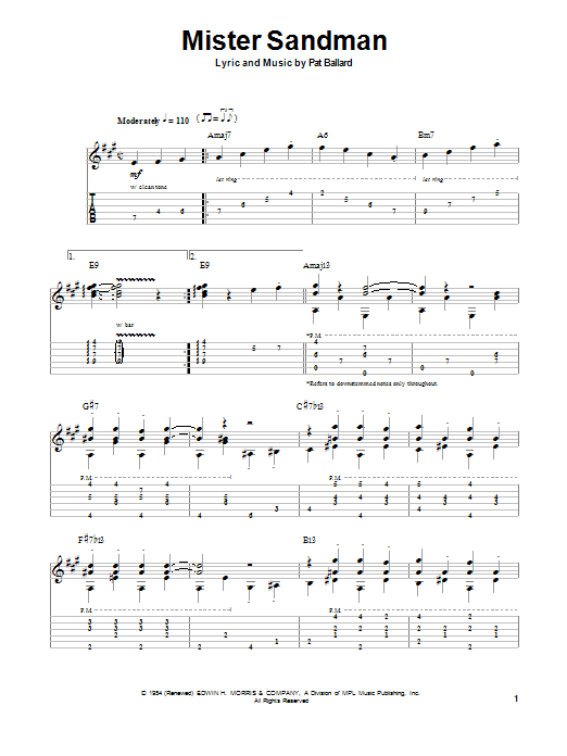 Chet Atkins Mister Sandman Sheet Music