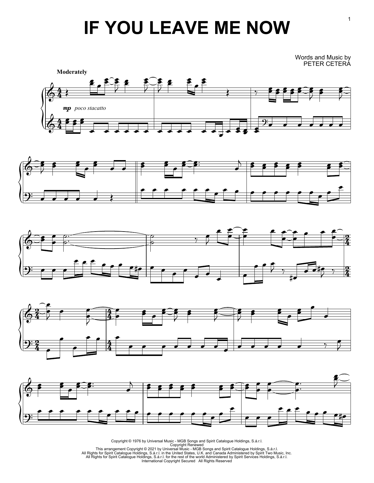 Chicago If You Leave Me Now [Classical version] (arr. David Pearl) Sheet Music
