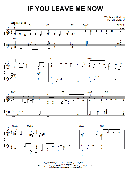 Chicago If You Leave Me Now [Jazz version] (arr. Brent Edstrom) Sheet Music