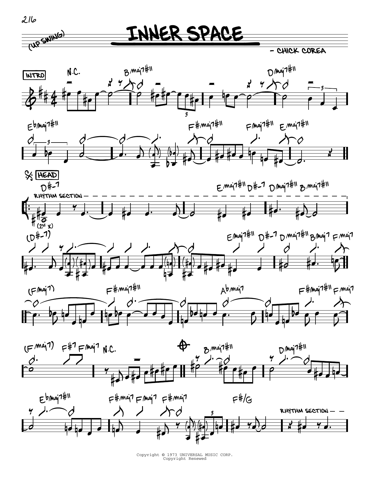 Chick Corea Inner Space Sheet Music
