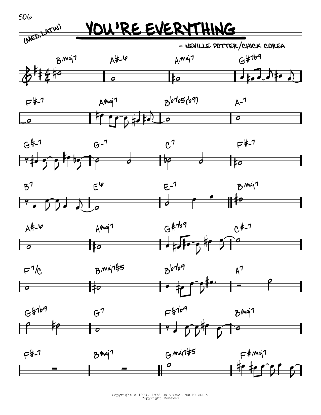 Chick Corea You're Everything Sheet Music